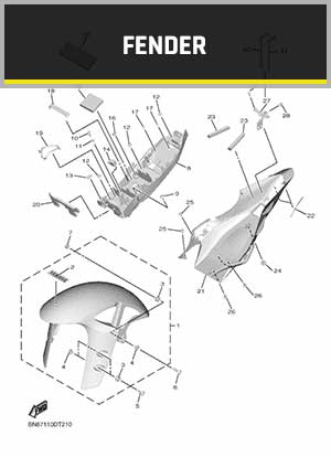 YAMAHA YZF-R6 RJ27 (2017-2021) OEM FENDER PARTS | Tenkateracingproducts.com