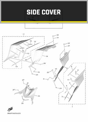 YAMAHA YZF-R6 RJ27 (2017-2021) OEM SIDE COVER PARTS | Tenkateracingproducts.com