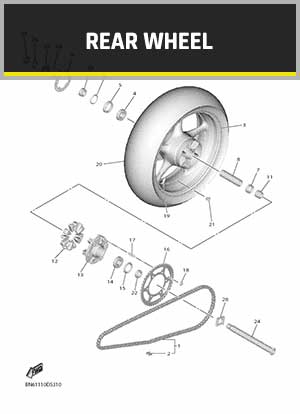 YAMAHA YZF-R6 RJ27 (2017-2021) OEM REAR WHEEL PARTS | Tenkateracingproducts.com