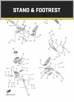 YAMAHA YZF-R6 RJ27 (2017-2021) OEM STAND & FOOTREST PARTS | Tenkateracingproducts.com