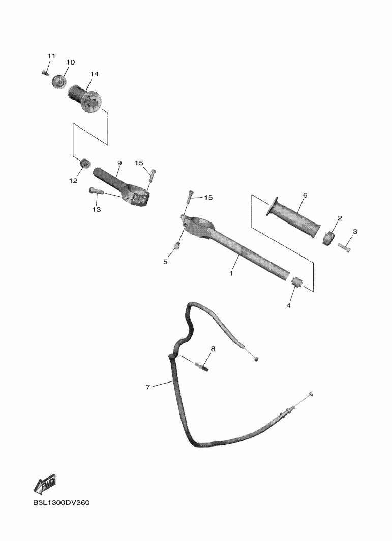 Yamaha YZF-R1 RN65 Steering Handle & Cable OEM Parts | Tenkateracingproducts.com