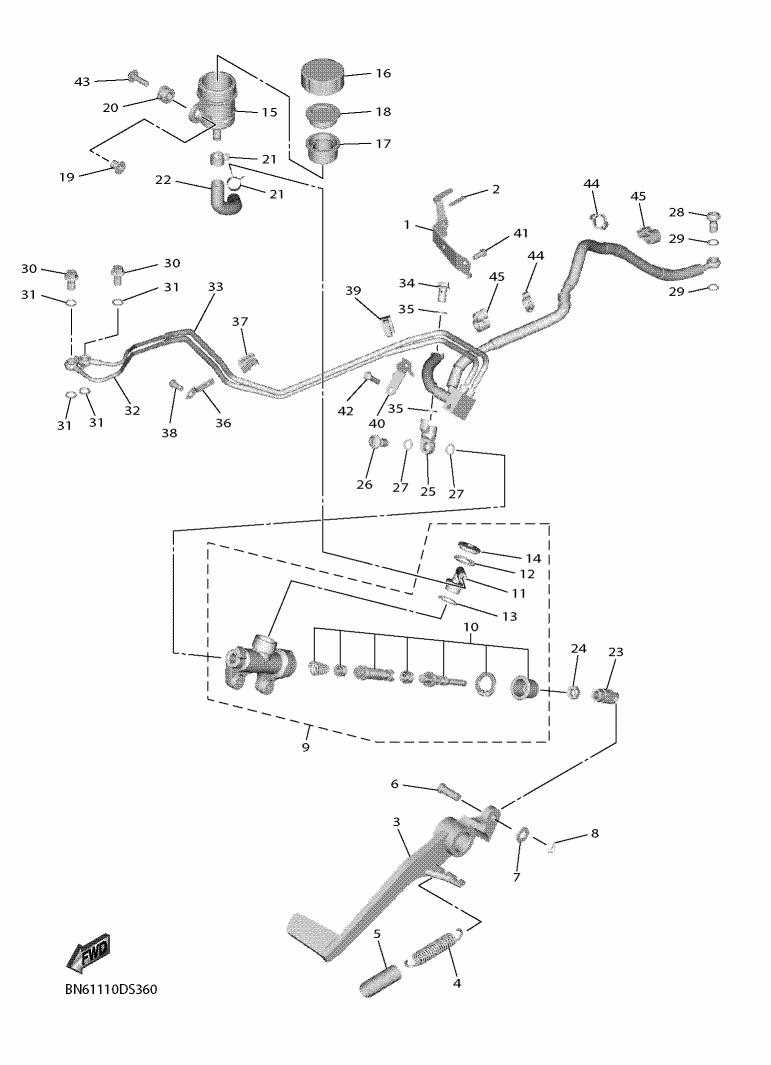 Yamaha YZF-R6 RJ27 Rear Master Cylinder OEM Parts | Tenkateracingproducts.com